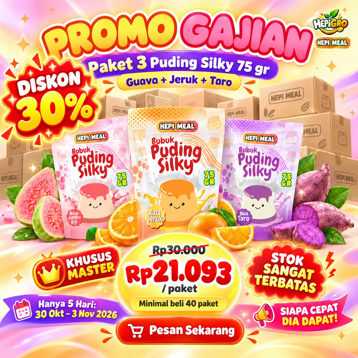 Promo Gajian Paket 3 Puding Silky 75 gr